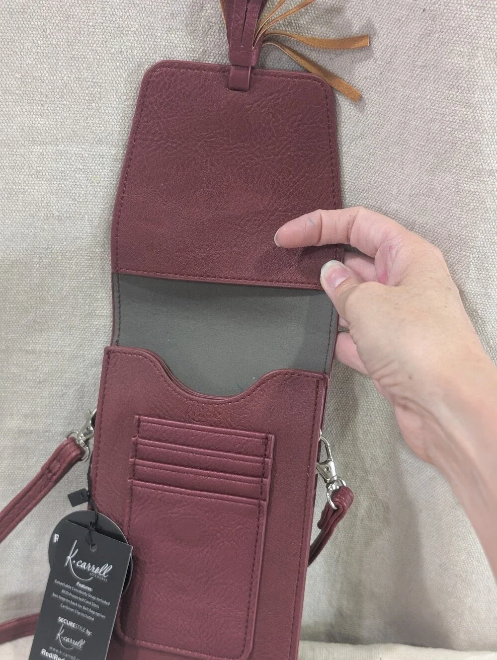 NWT K-Carroll Crossbody Purse Vegan Leather w/ RFID Card Holder Travel Vacation
